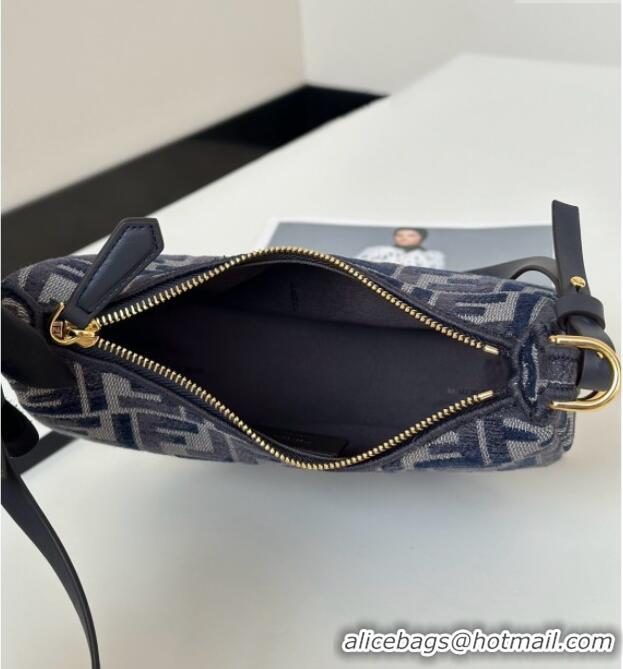 Buy Discount Fendi Fendigraphy Mini Hobo Bag in FF Chenille Fabric 8657 Blue 2025