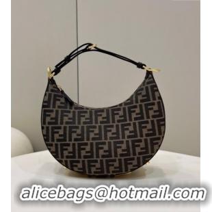 Top Grade Fendi Fendigraphy Small Hobo Bag in FF Fabric 80058 Brown 2025