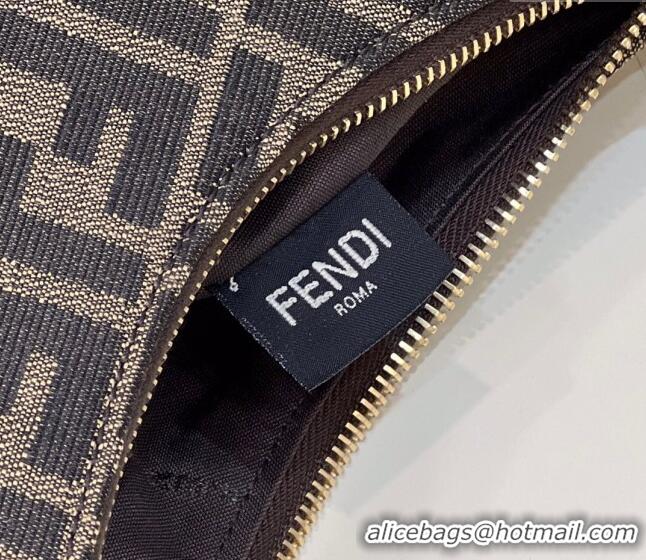 Top Grade Fendi Fendigraphy Small Hobo Bag in FF Fabric 80058 Brown 2025