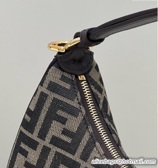 Top Grade Fendi Fendigraphy Small Hobo Bag in FF Fabric 80058 Brown 2025