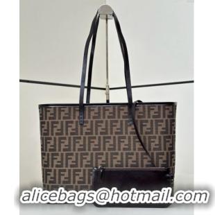 Buy Inexpensive Fendi Roll Large Tote Bag in FF Fabric 8338 Brown 2025