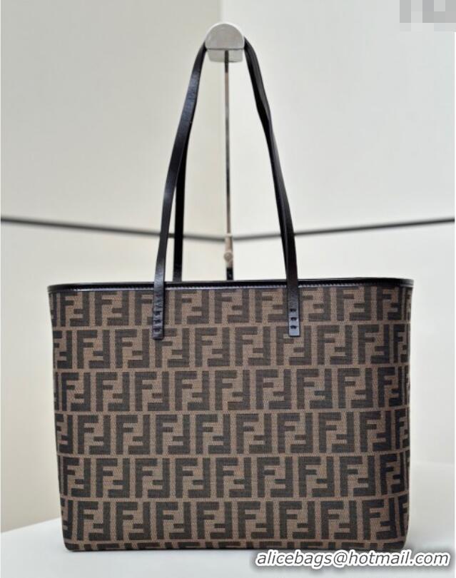 Buy Inexpensive Fendi Roll Large Tote Bag in FF Fabric 8338 Brown 2025