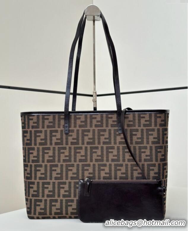 Buy Inexpensive Fendi Roll Large Tote Bag in FF Fabric 8338 Brown 2025