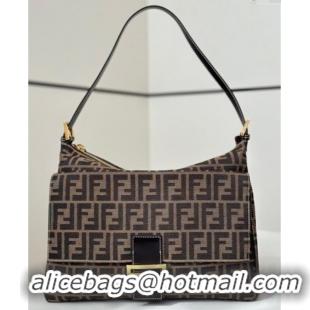 Luxurious Fendi Large Hobo Bag in FF Fabric 8329 Brown 2025