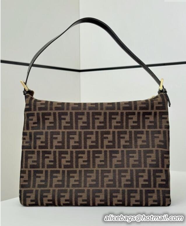 Luxurious Fendi Large Hobo Bag in FF Fabric 8329 Brown 2025