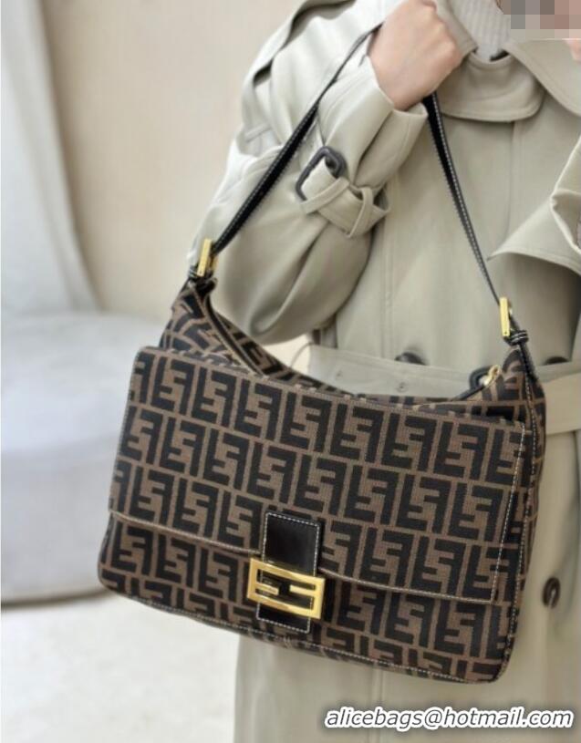 Luxurious Fendi Large Hobo Bag in FF Fabric 8329 Brown 2025