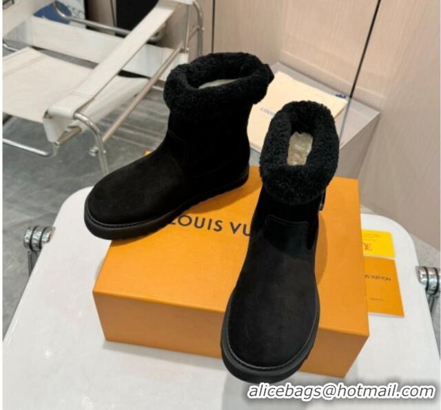 Best Grade Louis Vuitton Suede Snow Ankle Boots Black 1224044