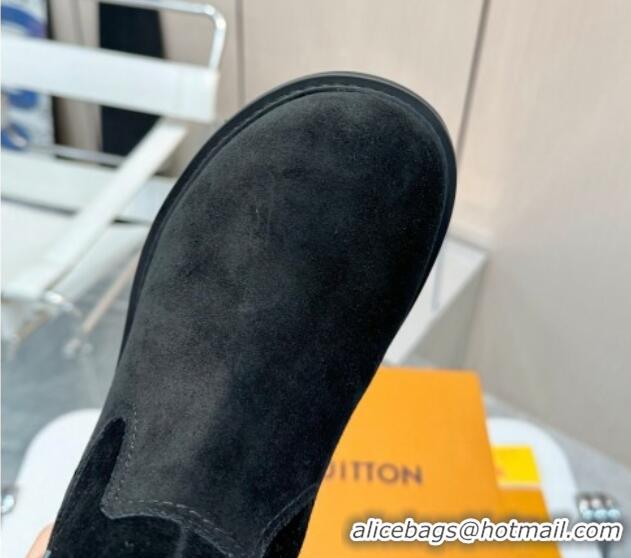 Best Grade Louis Vuitton Suede Snow Ankle Boots Black 1224044