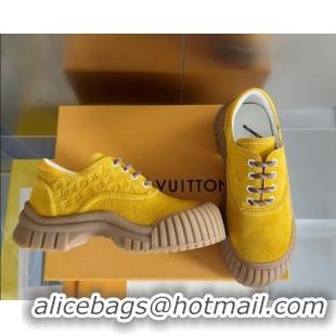 Trendy Design Louis Vuitton Ruby Flat Derby Lace-up Shoes in Suede Bright Yellow 1224060