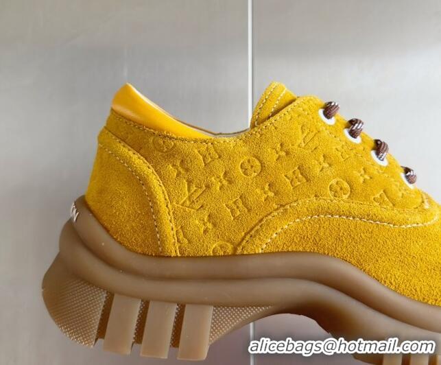 Trendy Design Louis Vuitton Ruby Flat Derby Lace-up Shoes in Suede Bright Yellow 1224060