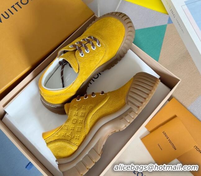 Trendy Design Louis Vuitton Ruby Flat Derby Lace-up Shoes in Suede Bright Yellow 1224060