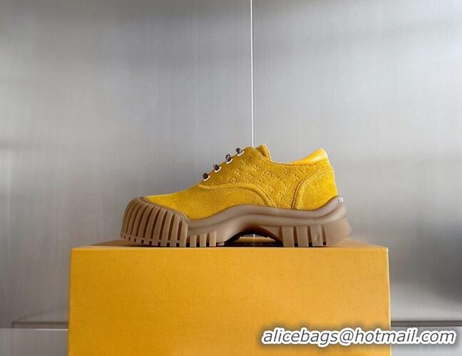 Trendy Design Louis Vuitton Ruby Flat Derby Lace-up Shoes in Suede Bright Yellow 1224060