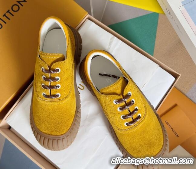 Trendy Design Louis Vuitton Ruby Flat Derby Lace-up Shoes in Suede Bright Yellow 1224060