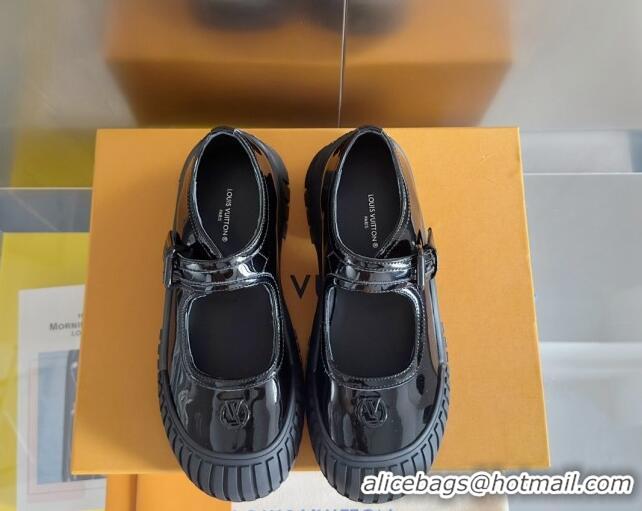 Pretty Style Louis Vuitton Ruby Flat Mary Jane Loafers in Patent Leather Black 1224062