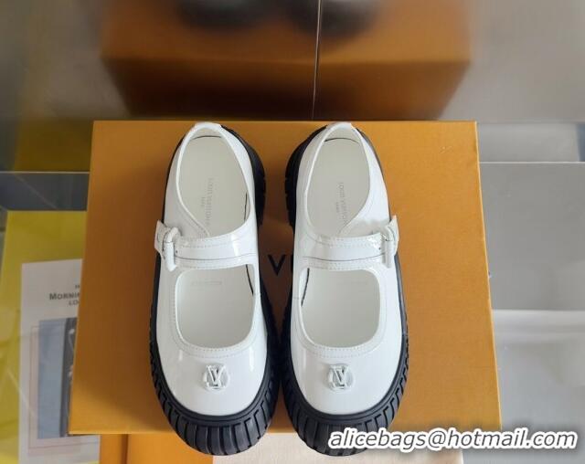 Purchase Louis Vuitton Ruby Flat Mary Jane Loafers in Patent Leather White 1224063