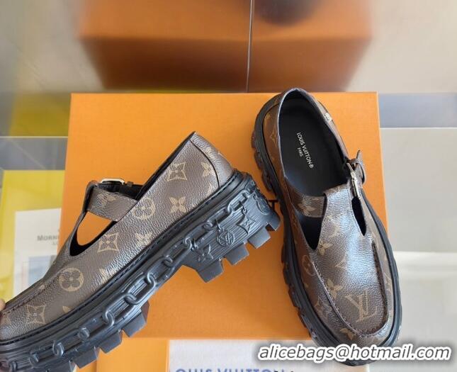 Pretty Style Louis Vuitton LV Record Mary Janes Loafers in Monogram Canvas 1224070