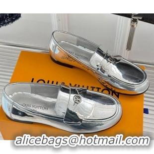 Best Grade Louis Vuitton Soho Flat Loafers in Patent Leather Silver 1224073