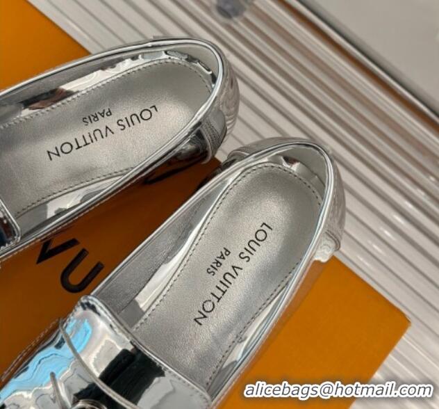 Best Grade Louis Vuitton Soho Flat Loafers in Patent Leather Silver 1224073