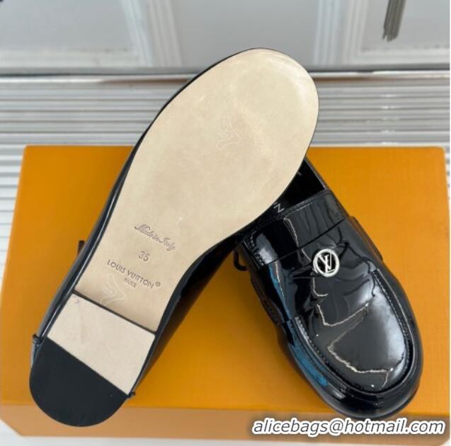 Low Price Louis Vuitton Soho Flat Loafers in Patent Leather Black 1224074