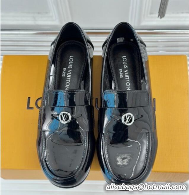 Low Price Louis Vuitton Soho Flat Loafers in Patent Leather Black 1224074