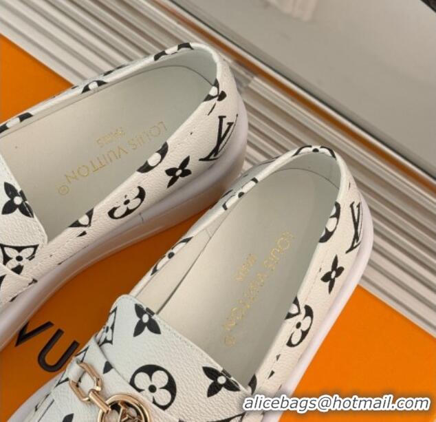 Durable Louis Vuitton Platform Loafers in Monogram Canvas LV Chain White 1224078