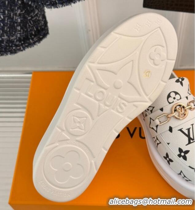 Durable Louis Vuitton Platform Loafers in Monogram Canvas LV Chain White 1224078