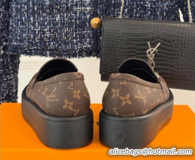 Good Product Louis Vuitton Platform Loafers in Monogram Canvas LV Chain Brown 1224079