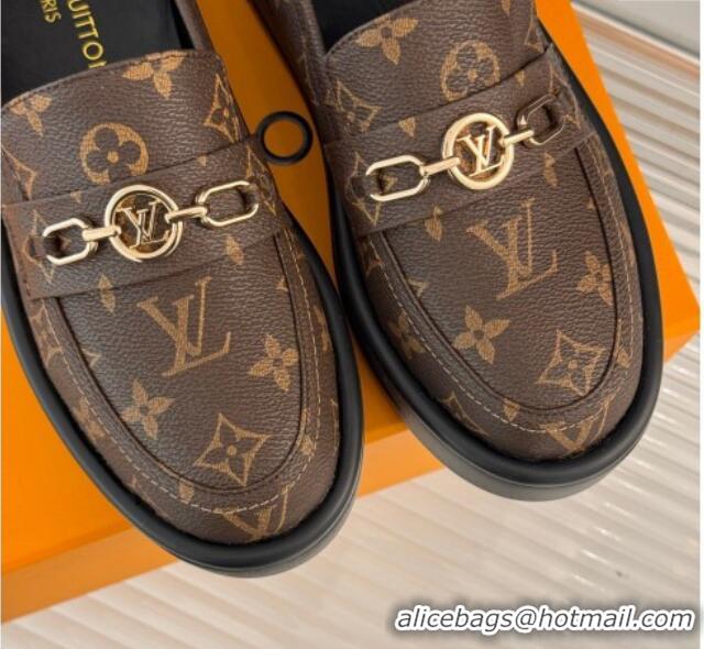 Good Product Louis Vuitton Platform Loafers in Monogram Canvas LV Chain Brown 1224079