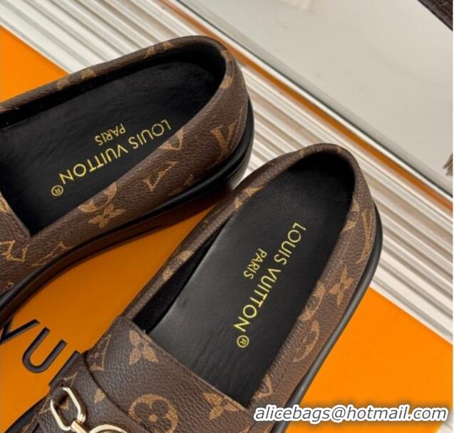 Good Product Louis Vuitton Platform Loafers in Monogram Canvas LV Chain Brown 1224079