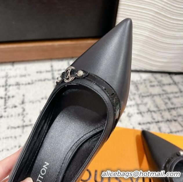 Popular Style Louis Vuitton 6AM Slingback Pumps 4.5cm in Leather with Strap Black 1224084