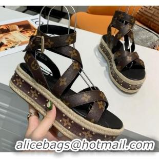 Unique Style Louis Vuitton Platform Sandals in in Monogram Canvas Brown 022003