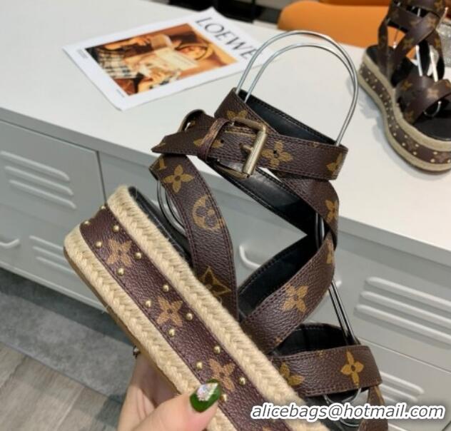 Unique Style Louis Vuitton Platform Sandals in in Monogram Canvas Brown 022003