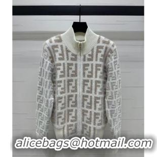 Traditional Discount Fendi FF Cardigan F12253 White/Beige