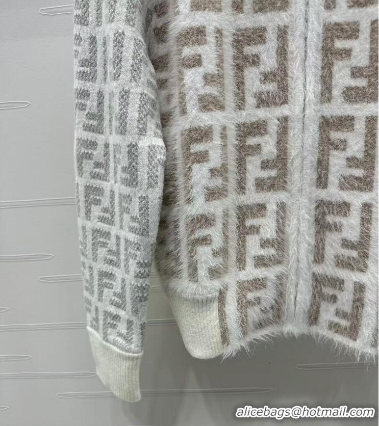 Traditional Discount Fendi FF Cardigan F12253 White/Beige