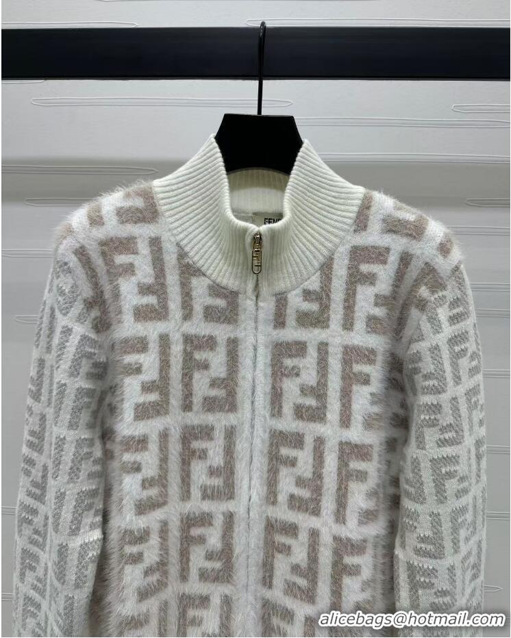 Traditional Discount Fendi FF Cardigan F12253 White/Beige