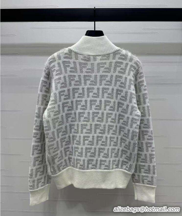 Traditional Discount Fendi FF Cardigan F12253 White/Beige