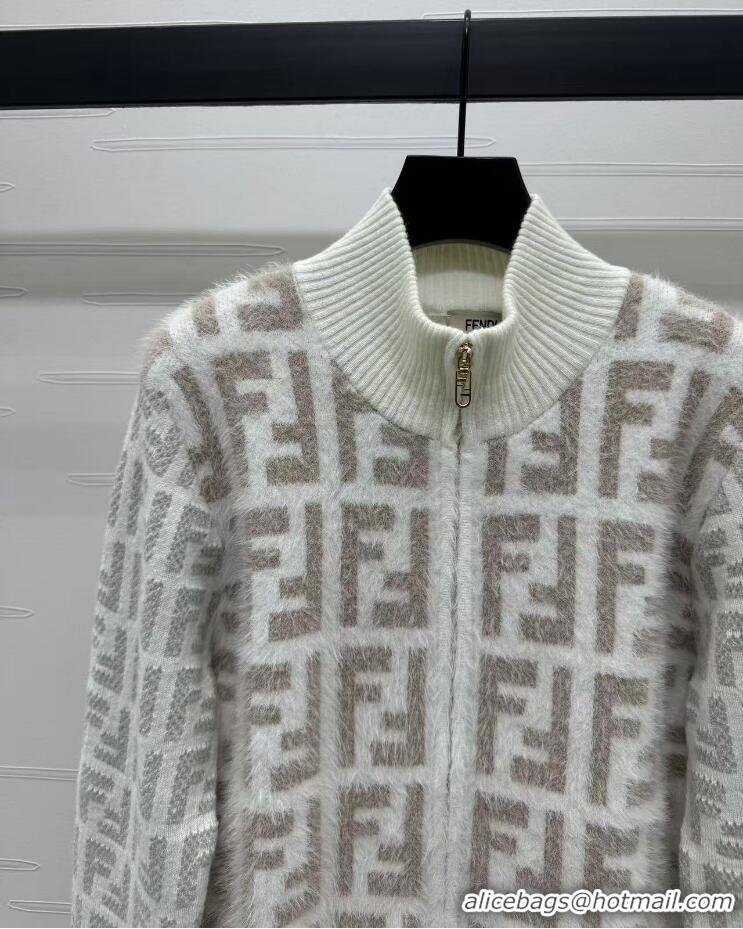 Traditional Discount Fendi FF Cardigan F12253 White/Beige