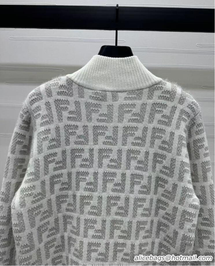 Traditional Discount Fendi FF Cardigan F12253 White/Beige