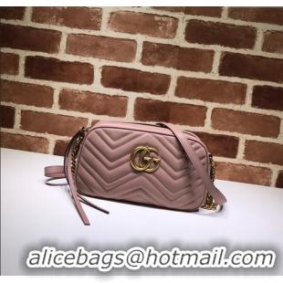 Buy Discount Gucci GG Marmont Leather Small Shoulder Bag 447632 Nude pink 2024