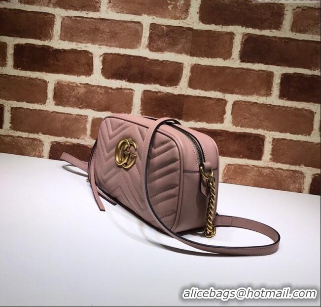 Buy Discount Gucci GG Marmont Leather Small Shoulder Bag 447632 Nude pink 2024