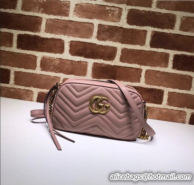 Buy Discount Gucci GG Marmont Leather Small Shoulder Bag 447632 Nude pink 2024