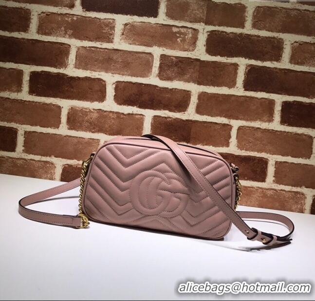 Buy Discount Gucci GG Marmont Leather Small Shoulder Bag 447632 Nude pink 2024