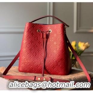 Famous Brand Louis Vuitton NeoNoe MM Bucket Bag in Monogram Embossed Leather M45256 Red 2025