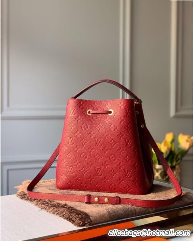 Famous Brand Louis Vuitton NeoNoe MM Bucket Bag in Monogram Embossed Leather M45256 Red 2025