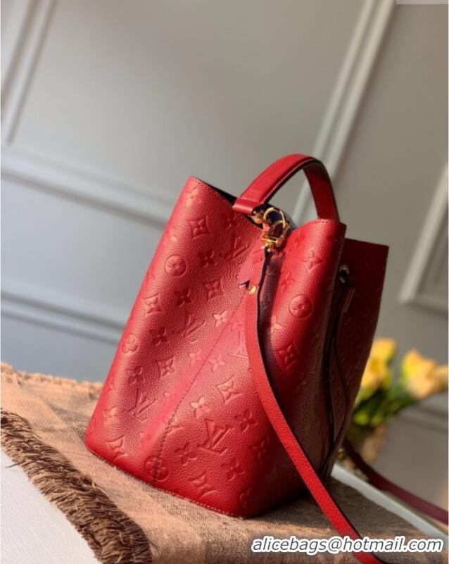 Famous Brand Louis Vuitton NeoNoe MM Bucket Bag in Monogram Embossed Leather M45256 Red 2025