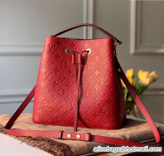 Famous Brand Louis Vuitton NeoNoe MM Bucket Bag in Monogram Embossed Leather M45256 Red 2025