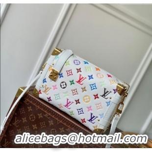 Best Price Louis Vuitton LV x TM Side Trunk MM Shoulder Bag in Cowhide M14046 White/Multicolored 2025