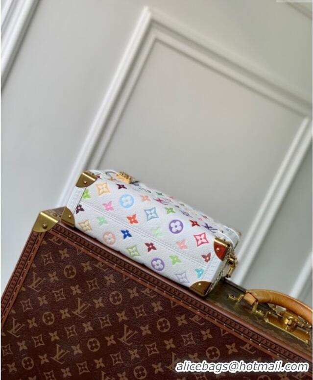 Best Price Louis Vuitton LV x TM Side Trunk MM Shoulder Bag in Cowhide M14046 White/Multicolored 2025