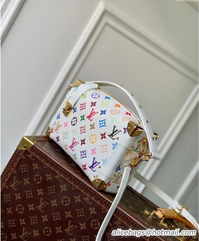 Best Price Louis Vuitton LV x TM Side Trunk MM Shoulder Bag in Cowhide M14046 White/Multicolored 2025