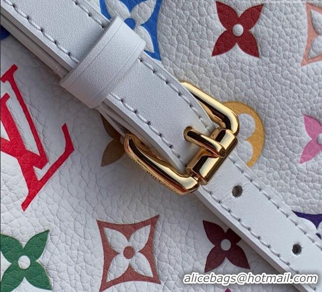 Best Price Louis Vuitton LV x TM Side Trunk MM Shoulder Bag in Cowhide M14046 White/Multicolored 2025